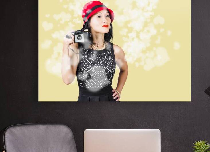 Photographer taking photos with retro film camera by Jorgo