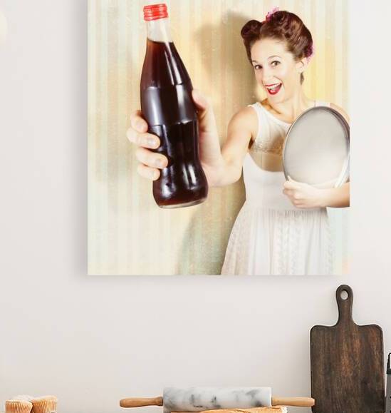 Female pin-up waiter serving drink at summer party by Jorgo