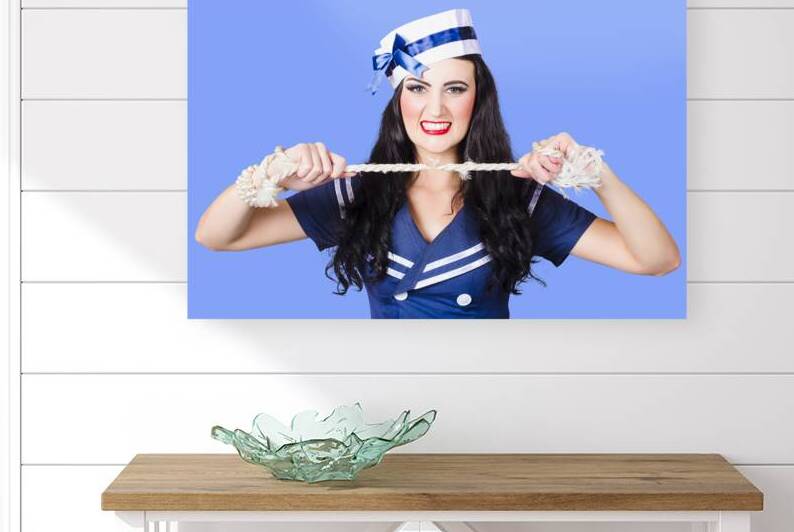 Navy pin up poster girl breaking rope  by Jorgo