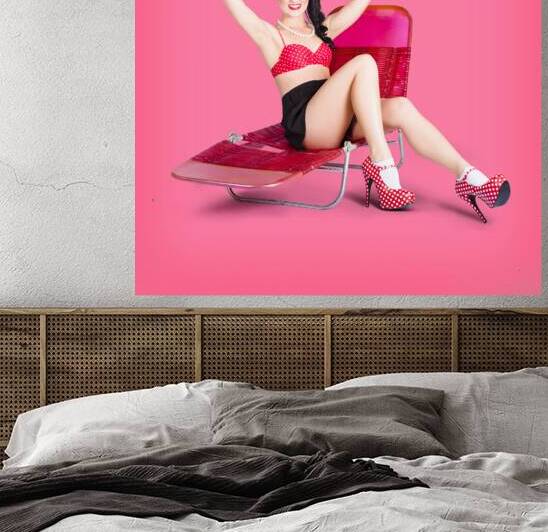 Pink pin-up model on summer vacation by Jorgo