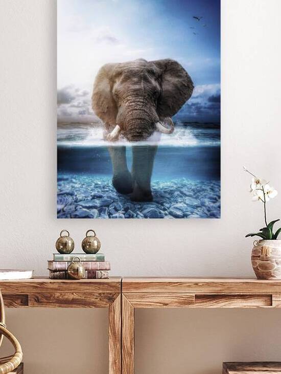 Elephant walking in the blue sea by Gen Z