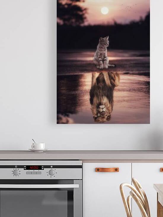 Cats are lions puddle reflection and sunset by Gen Z