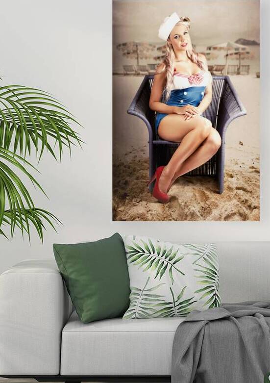 Retro Blond Beach Pinup Model With Elegant Look by Jorgo