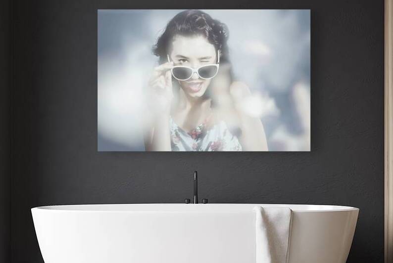 Classy sixties fashion girl in foggy field by Jorgo