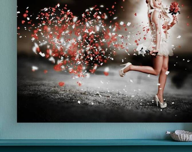 Happy Flower Girl In A Running Love Heart Romance by Jorgo