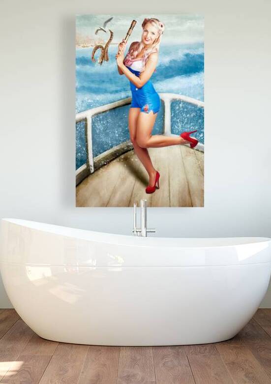 Beautiful Pinup Woman On Sightseeing Travel Cruise by Jorgo