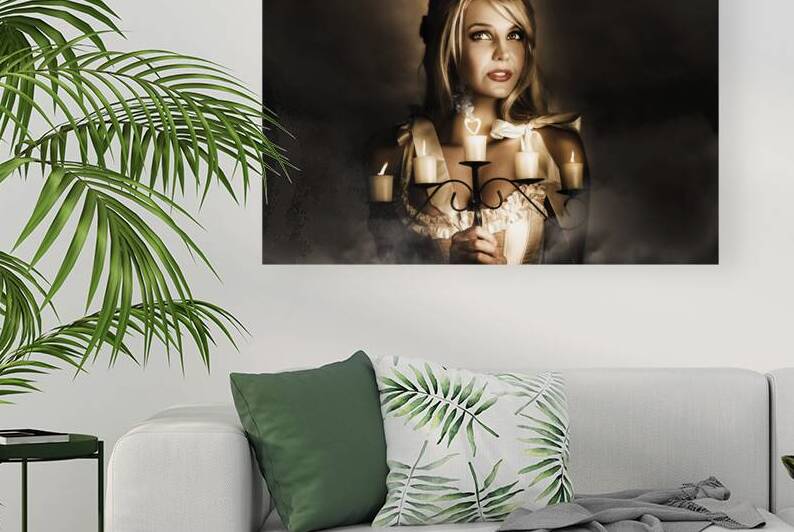 Romantic Blonde Woman Holding The Light Of Love by Jorgo