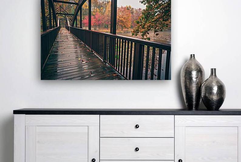 Fall View on the Wooden Pedestrian Bridge by Jason Fink