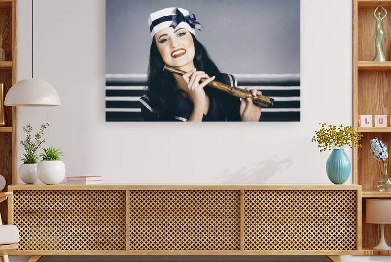 Young vintage sailor girl looking out to sea by Jorgo