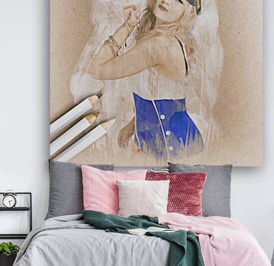 Artistic pencil drawing of a sailor pinup woman by Jorgo