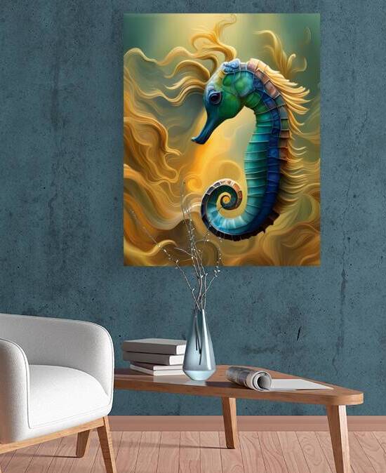 A seahorse with a gold mane by Sen Tinel
