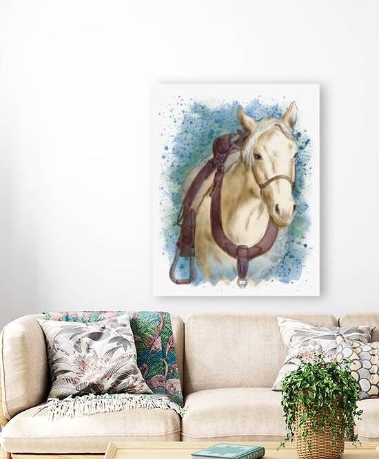 Horse portrait artistic hand drawn watercolor  by Kevin Miller Photography