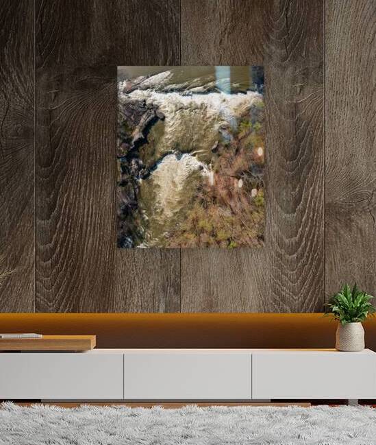 Top down over flooded Valley Falls on a bright spring morning by Steve Heap