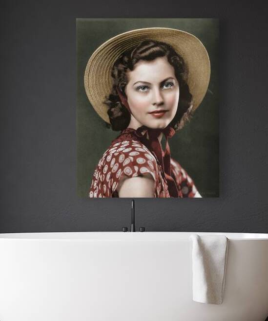 Ava Gardner with a straw hat as a teenage girl 1939. Colorized. by Dejan Travica
