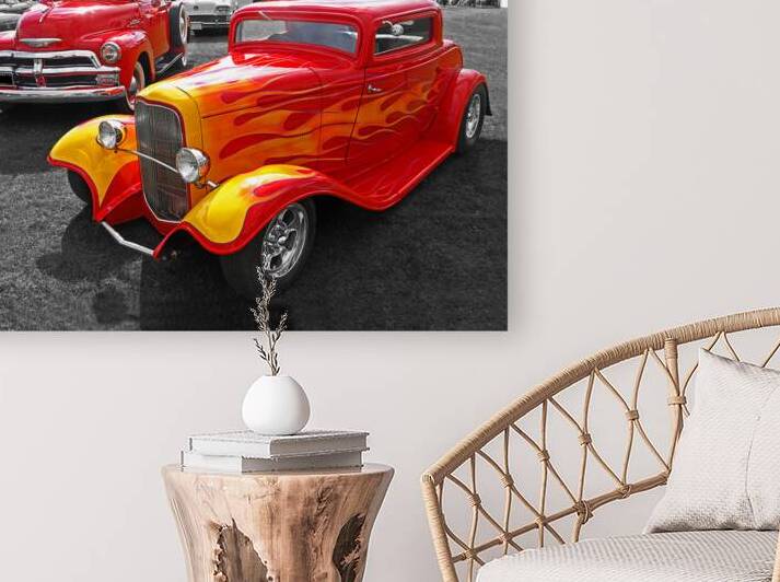 Car Show Fever - 54 Chevy with a 32 Ford Coupe Hot Rod by Gill Billington