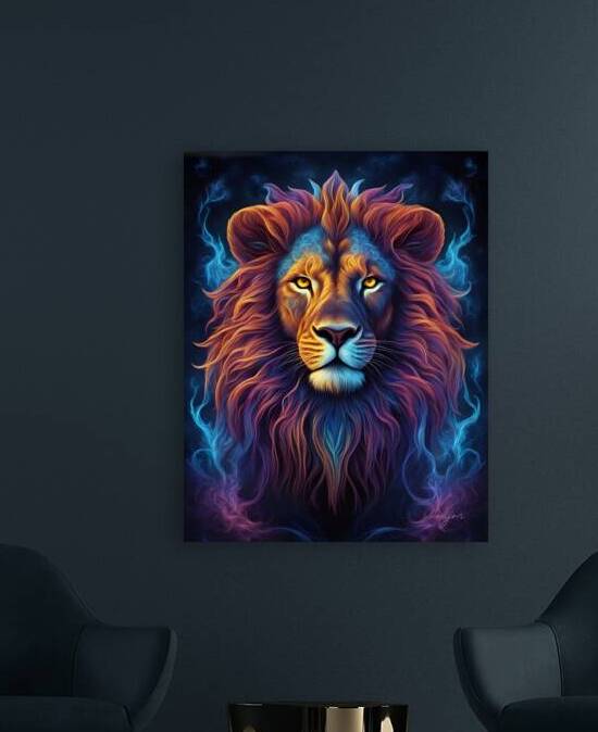 Lion Smoky Neon by One Simple Gallery
