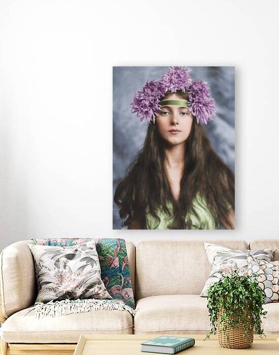 Evelyn Nesbit with Chrysanthemums on her head . Restored and colorized. by Dejan Travica