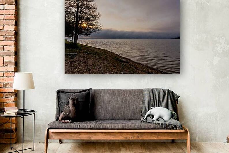 Foggy Morning Lake Shoreline by Jennifer White