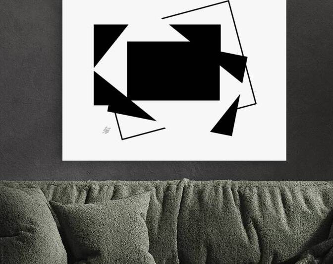 Black and White Geometric Abstract by Liz Cereby