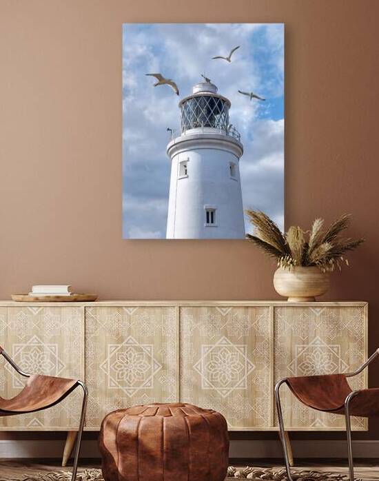 Fly Past - Seagulls Round Southwold Lighthouse by Gill Billington