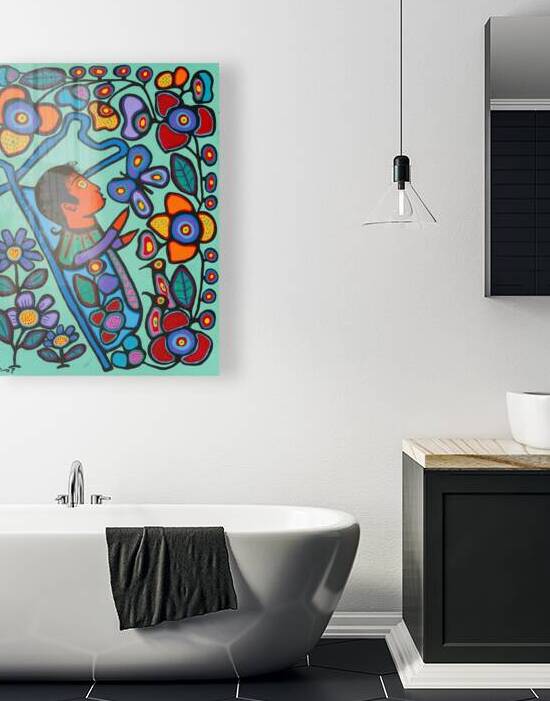 Child like Simplicity with his friend the Butterfly  - archival museum print by Official Morrisseau