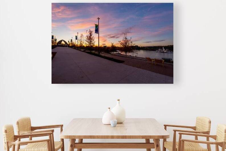 Bold Omaha Nebraska Riverfront Sunrise by Jennifer White