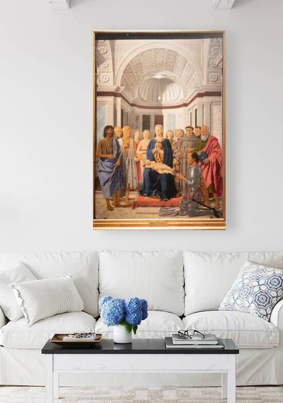 Madonna and child with saints angels and Federico da Montefeltr by Paolo Modena