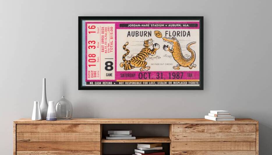 1987 Auburn vs. Florida Football Ticket Art by Row One Brand