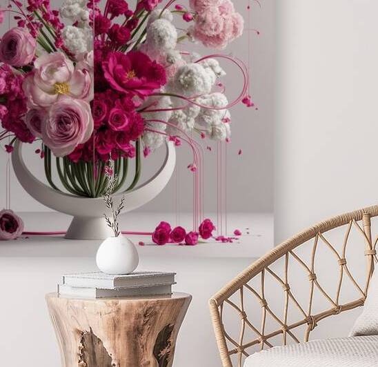 a vibrant and elaborate floral arrangement in a m by Hidden codes