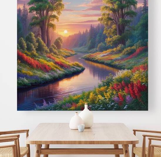 River of Floral Dreams at Sunset by AZIZ SANSOU