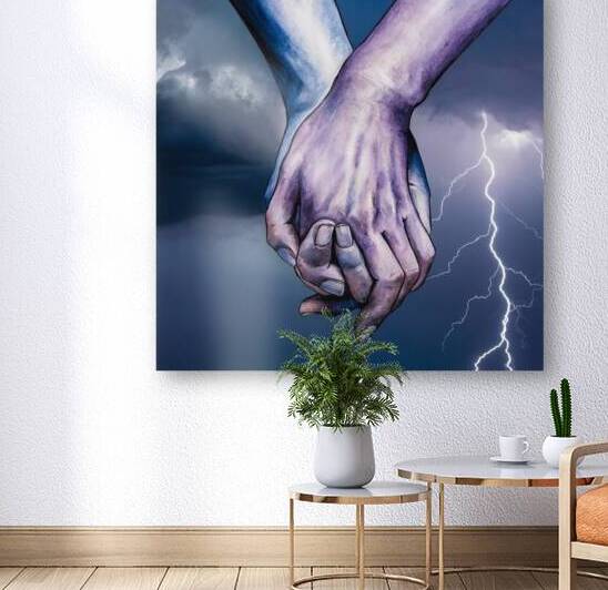 a thought provoking painting of two intertwined h by Hisclouds