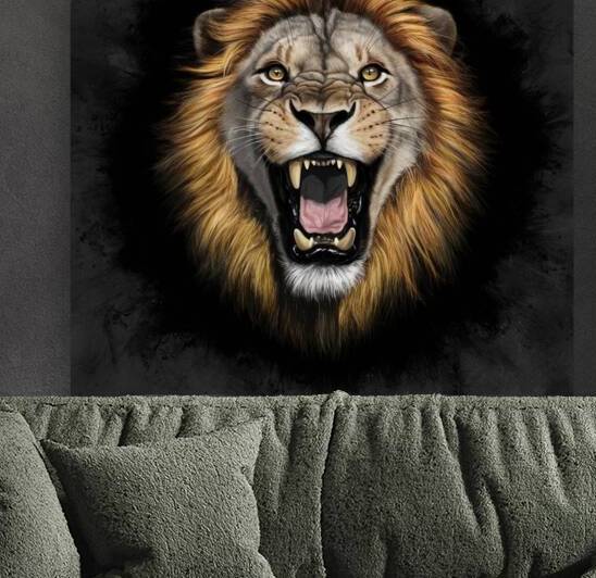 Default Create a roaring lions face with the black by omar hassan