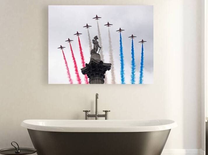 RAF 100 Flypast Red Arrows Over London by Gill Billington