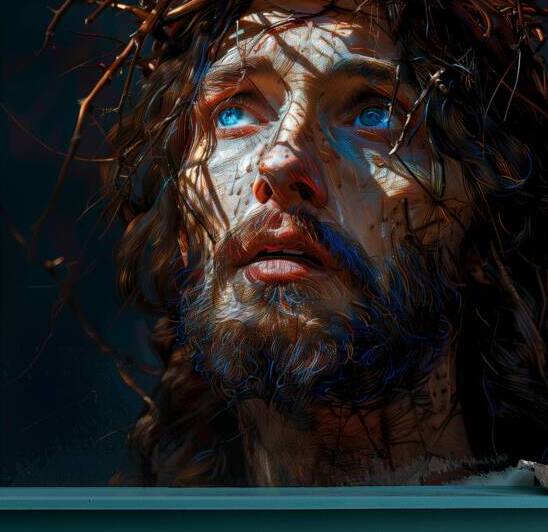 Portrait of jesus with crown of thorns by Gualtiero Boffi