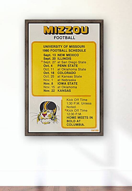 1980 Mizzou Football Pocket Schedule Wall Art by Row One Brand