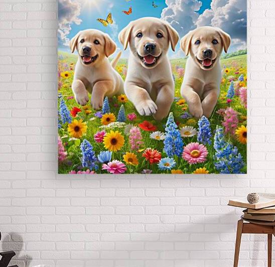 Playful Puppies in a Meadow by dratef