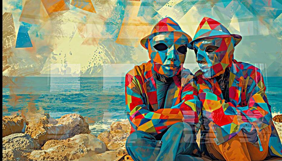 Geometric Bliss by the Sea - Arte de Pared Art Deco en Acrilico by Design Delight by Design Delight