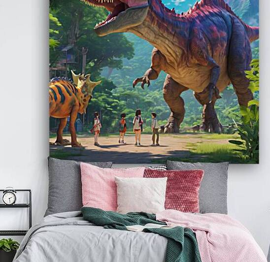 Digital Dinosaur in Garden by matea Designs