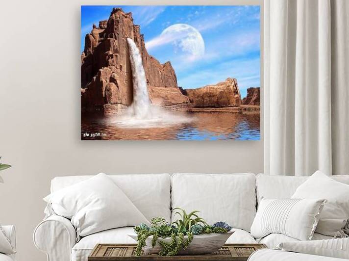 A waterfall flowing from the mountain by matea Designs