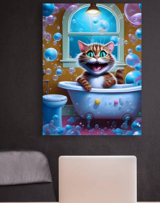 Cheshire Cat in Bathtub by One Simple Gallery