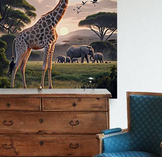 A giraffe amidst the serene beauty by Digital Depot