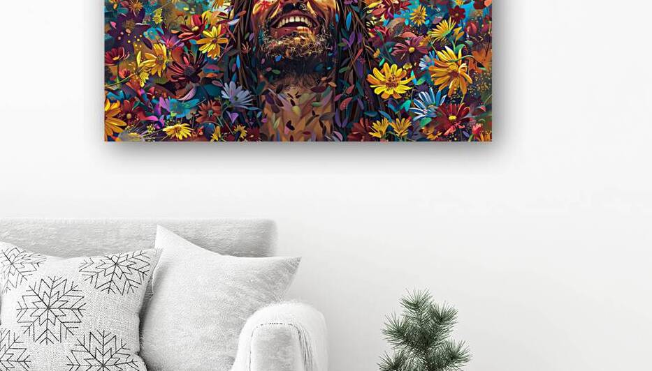 Surreal portrait of joyful man within nature by Gualtiero Boffi