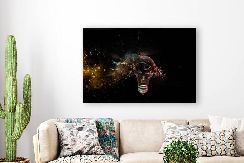 Shattering light bulb on dark background by Gualtiero Boffi