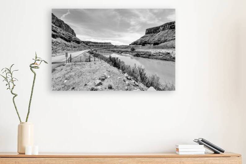 Utah Highway 128 Colorado River Roadside Grayscale by Jennifer White