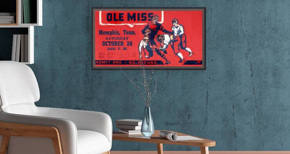 1946 Ole Miss Football Ticket Stub Remix Art by Row One Brand