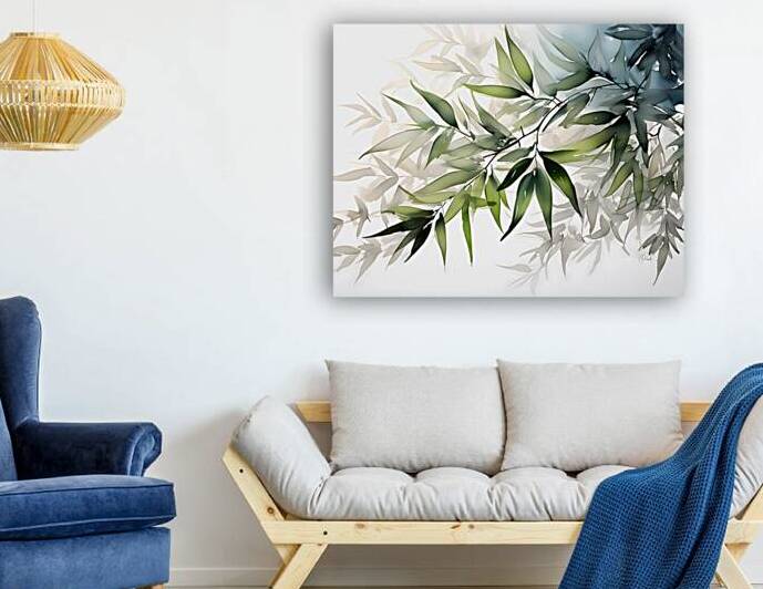 Bamboo Leaves Watercolor by Pabodie Art