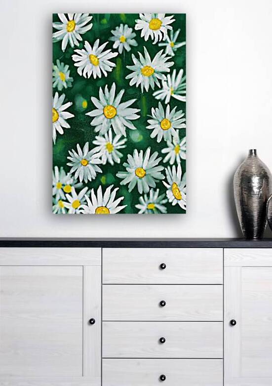White Daisy Flower Gouache Pattern by Shubham Sharma