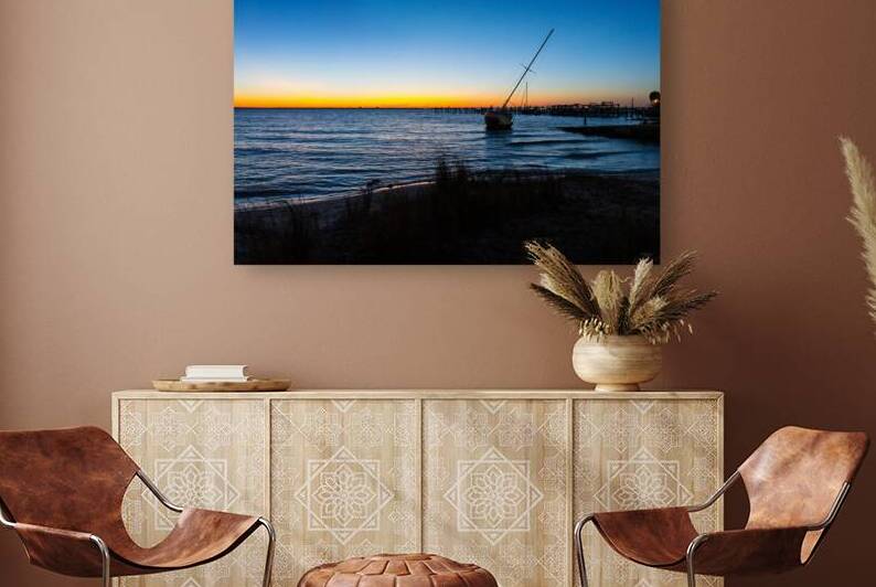 Gulf Breeze Sailboat Silhouette Blue Hour by Jennifer White