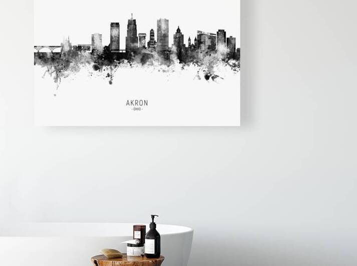 Akron Ohio Skyline by Michael Tompsett