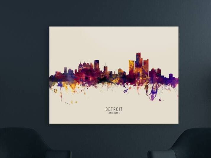 Detroit Michigan Skyline by Michael Tompsett